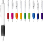 Nash / Curvy Ballpoint Pen - White Barrel & Colour Grip - Black Ink Nash / Curvy Ballpoint Pen - White Barrel & Colour Grip - Black Ink